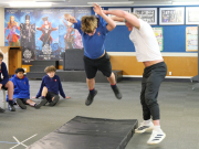 Drama students learn stunt techniques